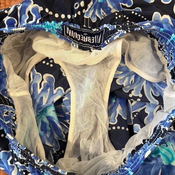 Vilebrequin Men’s Swim Trunks XL Blue Floral Luxury Swim Shorts